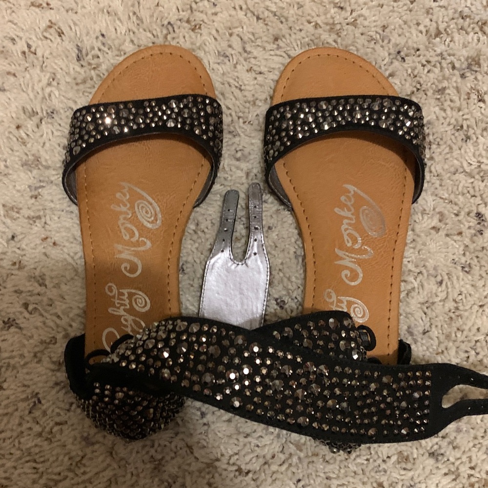 Naughty Monkey Black Studded Sandals